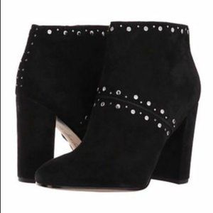 Sam Edelman Chandler Black Suede Block Heel Booties Size 8.5